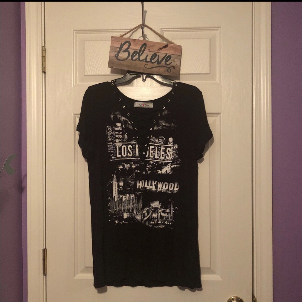 Black And White LA Lace Up Shirt